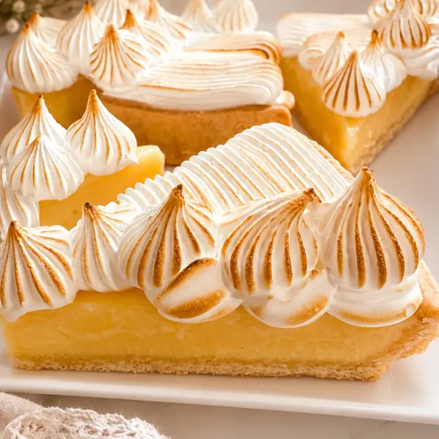 Trozos de pie de limón con merengue tostado